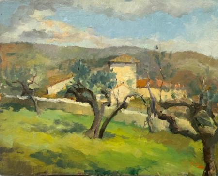 Art work by Gino Tili Paesaggio  - oil table 
